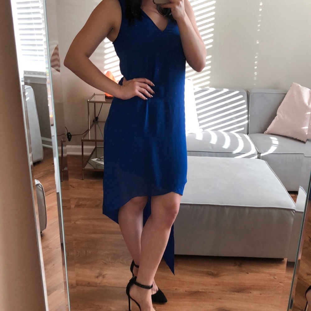Express Cobalt Blue Asymmetrical Dress